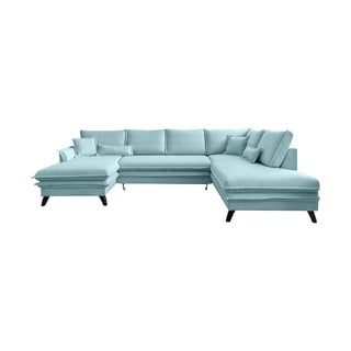Jasnoniebieska rozkładana sofa w kształcie litery "U" Miuform Charming Charlie, prawostronna