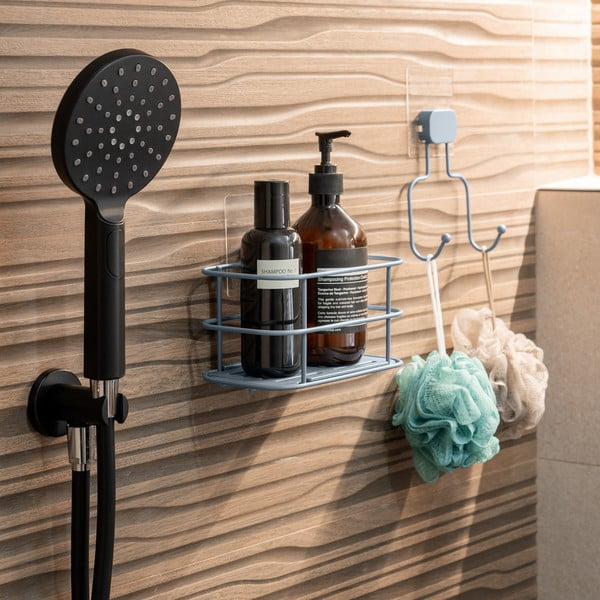 Jasnoniebieska samoprzylepna metalowa półka łazienkowa Grena – Compactor-image-1