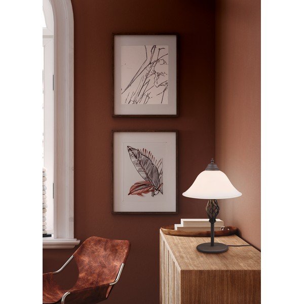 Ciemnobrązowa lampa stołowa ze szklanym kloszem (wysokość 50 cm) Rustica – Trio-image-2