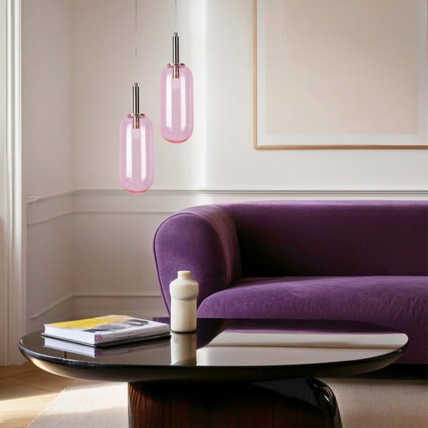 Fioletowa lampa wisząca LED ze szklanym kloszem ø 13 cm Fiuggi – Candellux Lighting-image-1