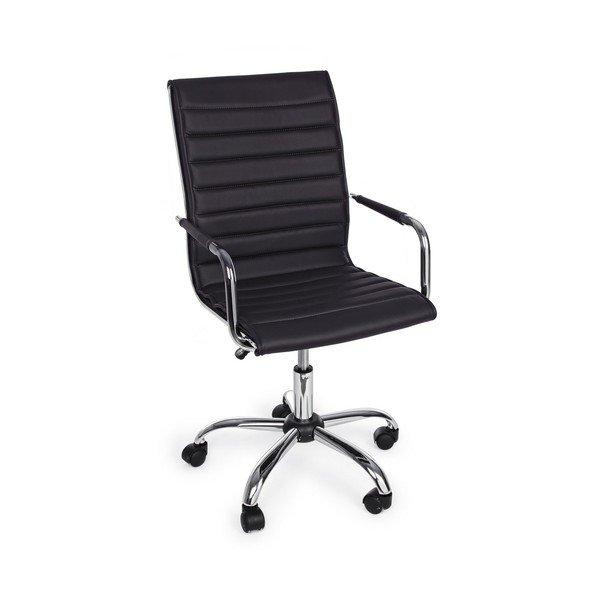 Czarne krzesło biurowe z imitacji skóry Perth – Yes Everyday