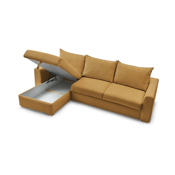 Żółty sztruksowy rozkładany narożnik (strona zmienna) Augustin – Bobochic Paris-image-4