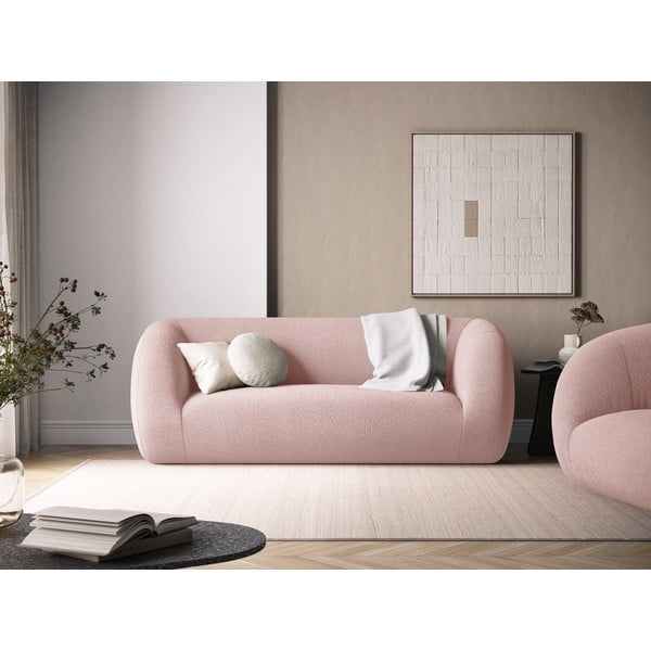 Jasnoróżowa sofa z materiału bouclé 210 cm Essen – Cosmopolitan Design-image-1