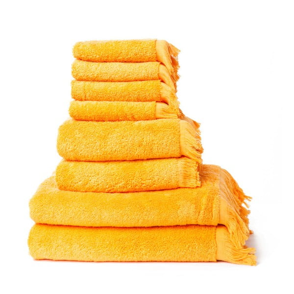 Zestaw 8 żółtych ręczników z czystej bawełny Casa Di Bassi Basic