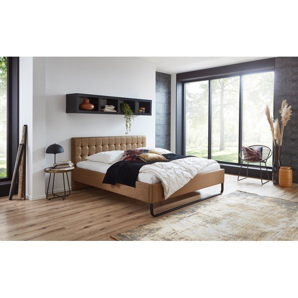 Jasnobrązowe tapicerowane łóżko dwuosobowe bez stelaża 180x200 cm Lambada – Meise Möbel-image-1