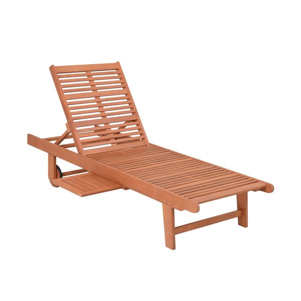 Kremowo-naturalny drewniany leżak ogrodowy San Diego – Garden Pleasure-image-1