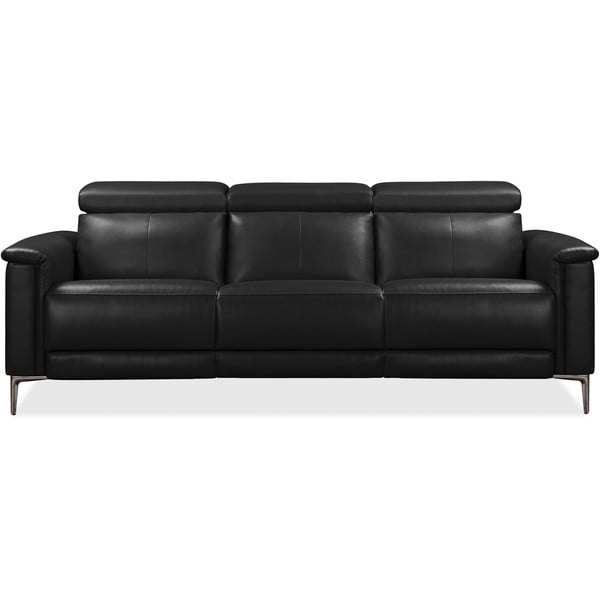 Czarna sofa z imitacji skóry 222 cm Lund – Støraa