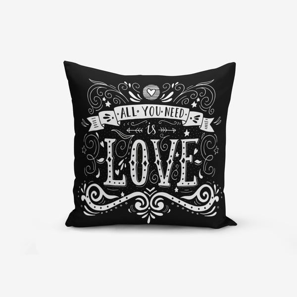 Poszewka na poduszkę z domieszką bawełny Minimalist Cushion Covers Black Love, 45x45 cm