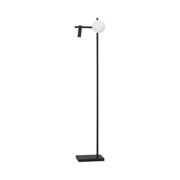 Biała/czarna metalowa lampa stojąca LED z elastyczną konstrukcją ze szklanym kloszem (wysokość 150 cm) Joline – Nova Luce