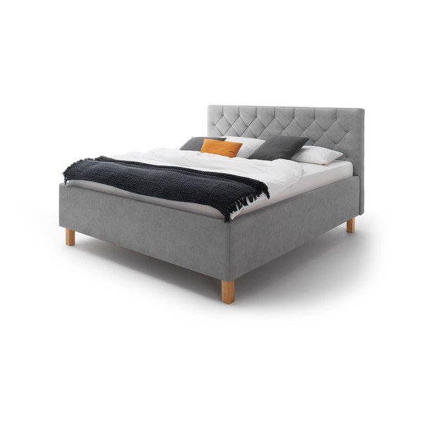 Jasnoszare tapicerowane łóżko dwuosobowe ze schowkiem ze stelażem 160x200 cm San Remo – Meise Möbel-image-4