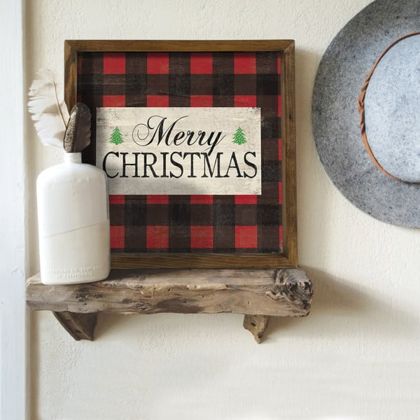Obraz w ramie z drewna sosnowego Christmas Time, 25x50 cm