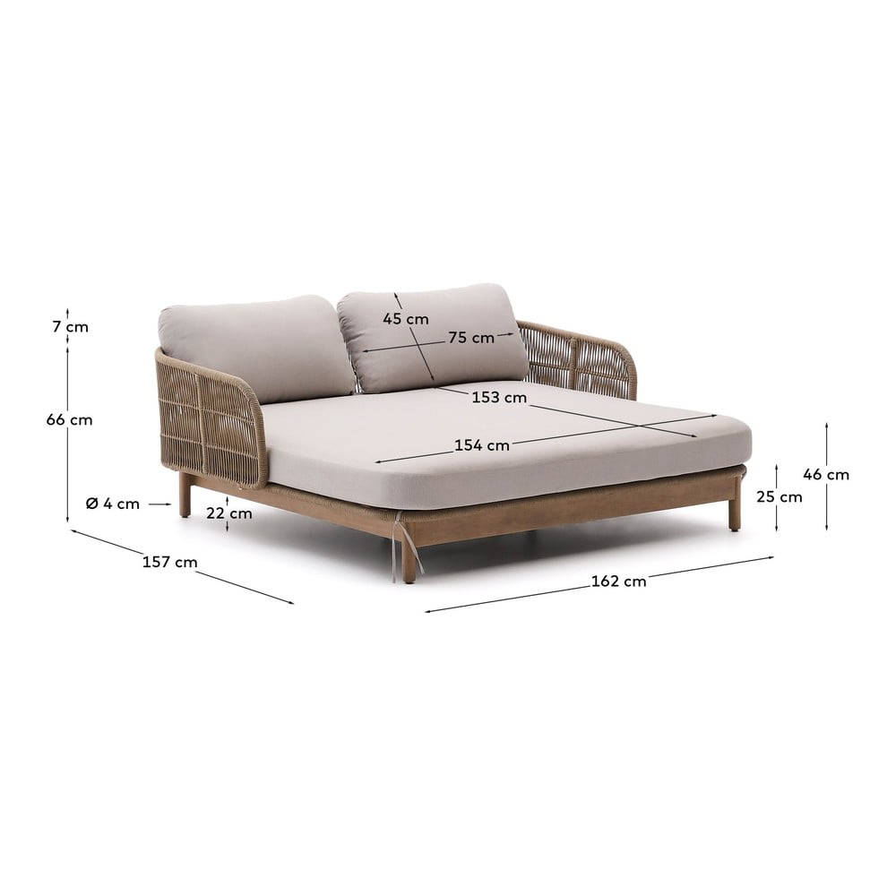 Kremowy/w naturalnym kolorze dwuosobowy drewniany leżak ogrodowy Catalina – Kave Home (zdjęcie 6)
