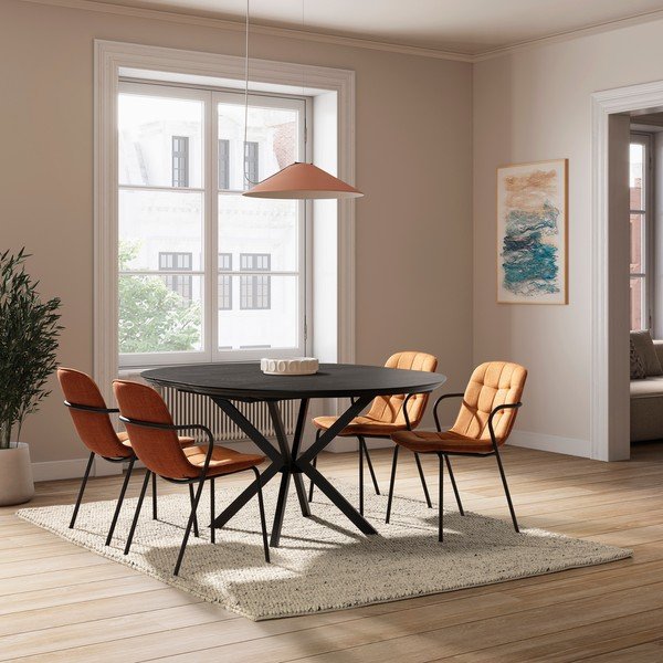 Tapicerowane krzesło z podłokietnikami w kolorze terakoty Angie – Marckeric-image-4