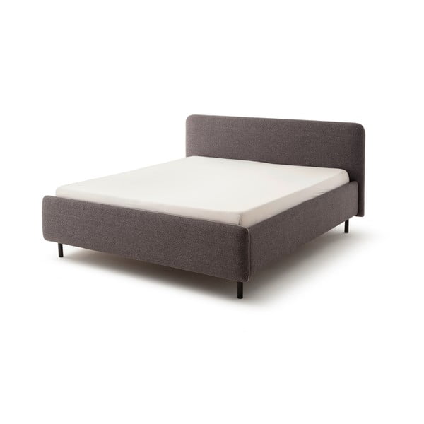 Antracytowe tapicerowane łóżko dwuosobowe ze schowkiem ze stelażem 160x200 cm Primo – Meise Möbel