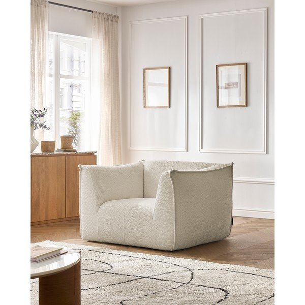 Beżowy fotel z materiału bouclé Giorgia – Bobochic Paris-image-1