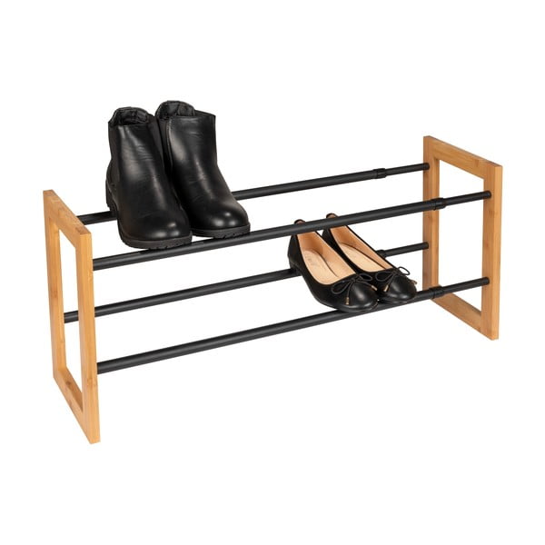 Czarno-naturalny metalowy teleskopowy regał na buty Ecori – Wenko-image-4