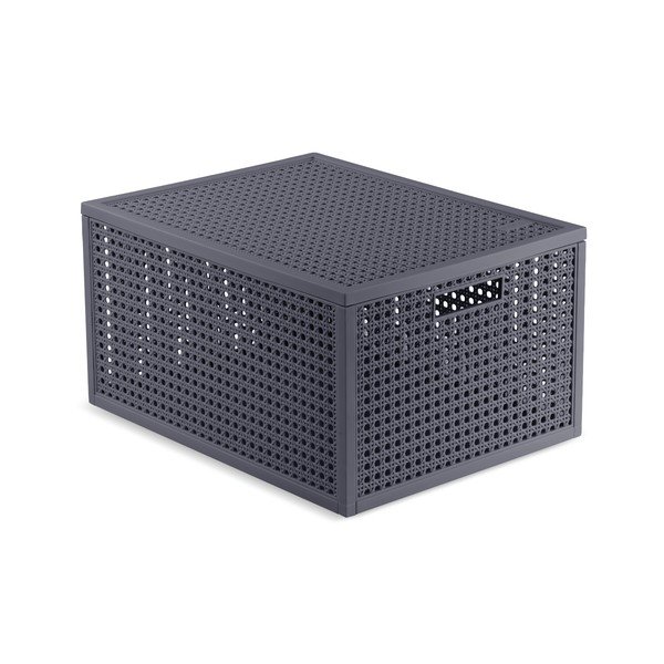Ciemnoszary pojemnik z pokrywką z plastiku z recyklingu 30x38x21 cm Kaya – Curver