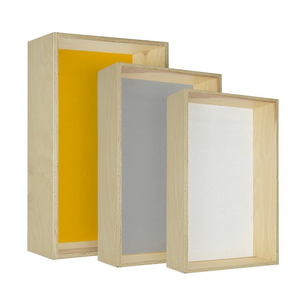 Zestaw 3 półek HF Living Oblong – żółta, szara, biała