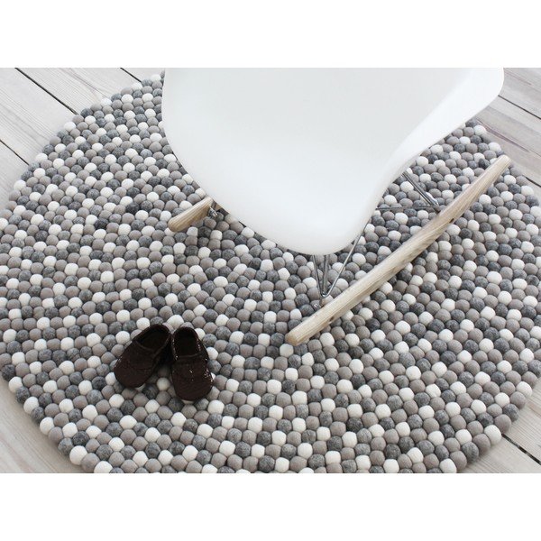 Jasnoszary wełniany dywan kulkowy Wooldot Ball Rugs, ⌀ 120 cm-image-2