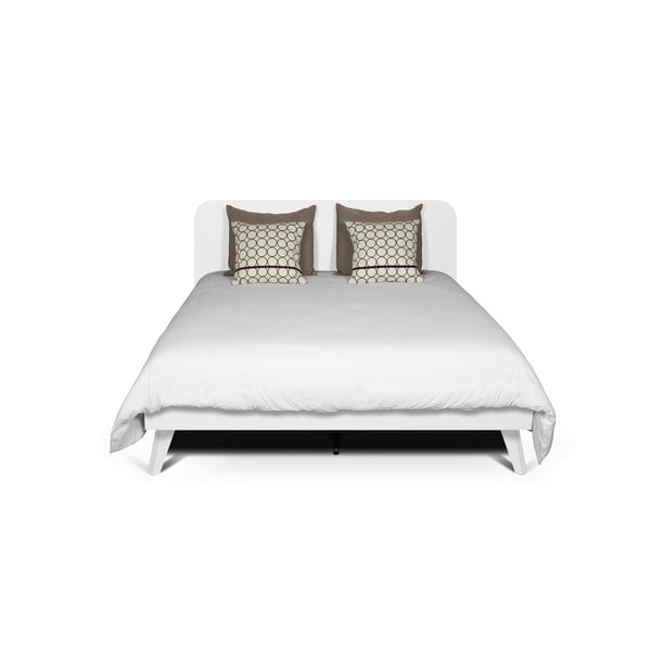 Białe łóżko z białymi nogami z litego drewna TemaHome Mara, 160 x 200 cm