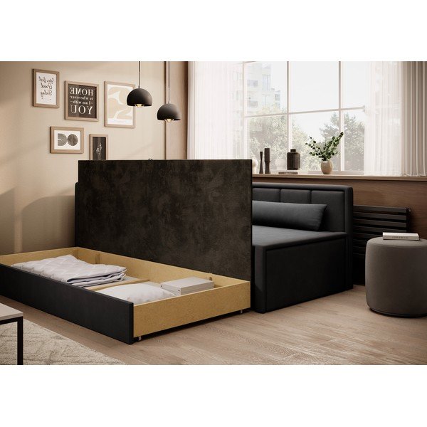 Ciemnoszara rozkładana/ze schowkiem sofa z tkaniny szenilowej 214 cm Fulgeo – ELTAP-image-3