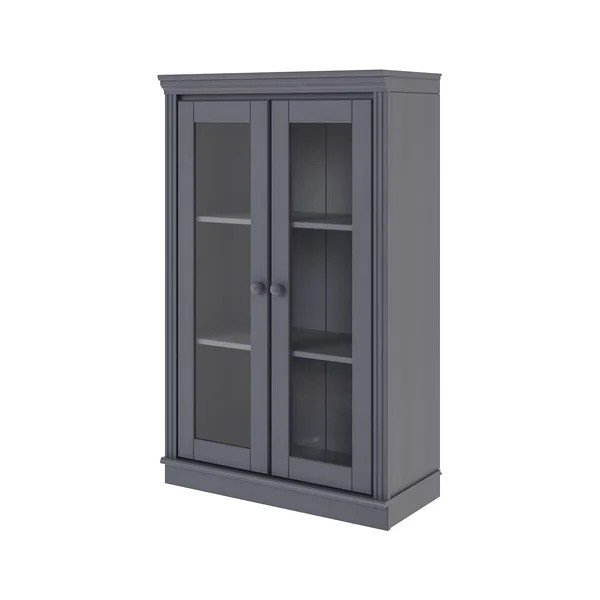 Szara witryna z litego drewna sosnowego 74x118x35 cm Anita – Støraa-image-4