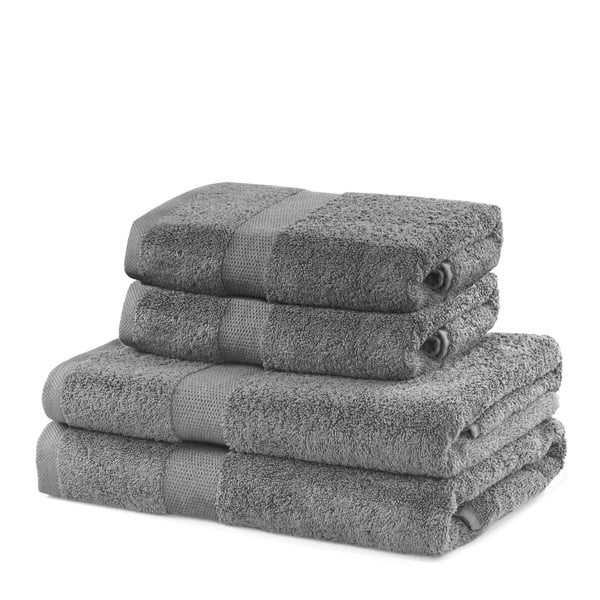 Szare bawełniane ręczniki zestaw 4 szt. frotte Marina – DecoKing