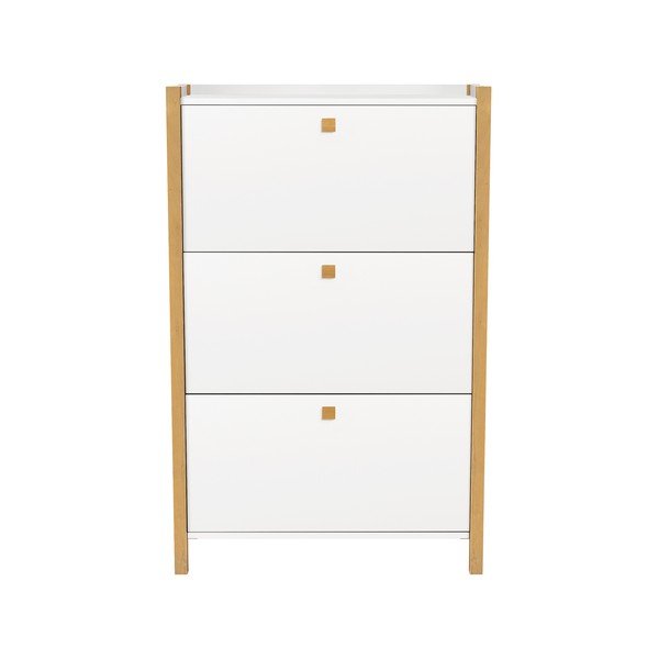 Biała szafka na buty z 3 uchylnymi drzwiczkami Woodman Hannover-image-2