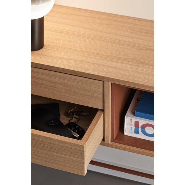 Ceglastoczerwona konsola w dekorze drewna dębowego Teulat Yoko-image-2