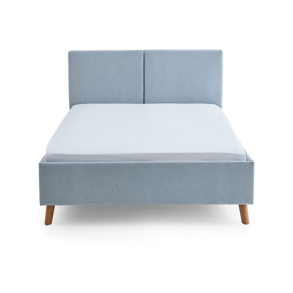 Jasnoniebieskie tapicerowane łóżko dwuosobowe ze stelażem 140x200 cm Piano – Meise Möbel-image-3
