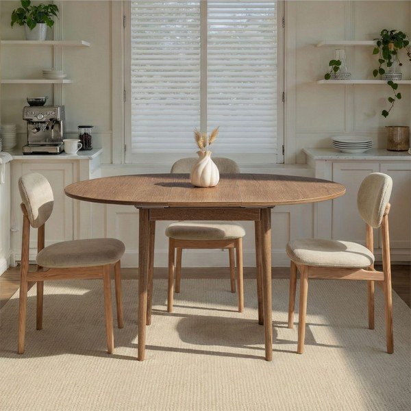 Okrągły rozkładany stół z dodatkowym blatem w dekorze dębu ø 100 cm Viona – Kalune Design-image-3