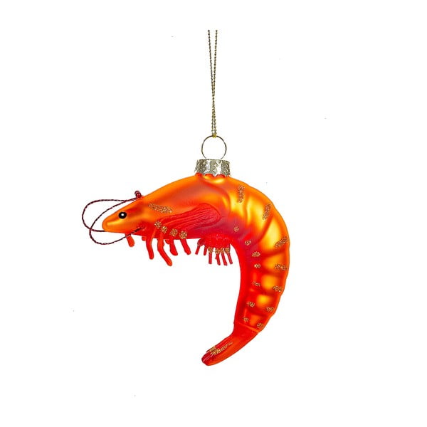 Szklana ozdoba świąteczna wykonana ręcznie 8 cm King Prawn – Sass & Belle