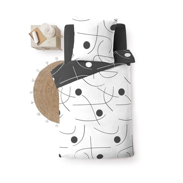 Biało-ciemnoszara pościel jednoosobowa z mikrowłókna 140x200 cm Sonate – douceur d'intérieur-image-2