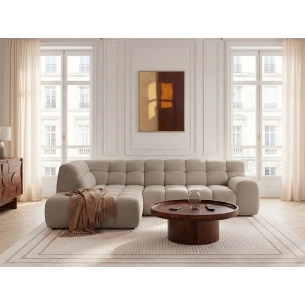 Beżowy rozkładany/z elektryczną regulacją siedziska narożnik (lewostronny/w kształcie litery L) Andre – Bobochic Paris-image-1
