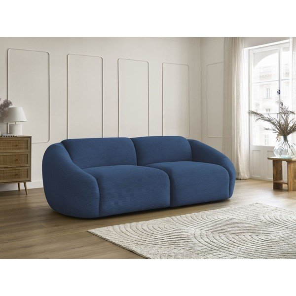 Ciemnoniebieska sztruksowa sofa 250 cm Tina – Bobochic Paris-image-1