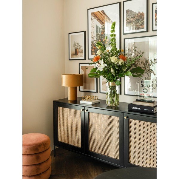 Szklany wazon z metalowym elementem w kolorze złota Westwing Collection Lori, wys. 29 cm-image-1