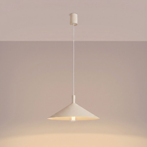 Beżowa stalowa lampa wisząca ø 40 cm Zylo – Sollux-image-3