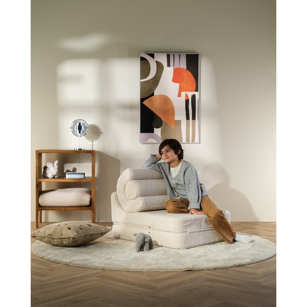 Kremowy fotel dziecięcy z materiału bouclé Flipster – Wigiwama-image-3