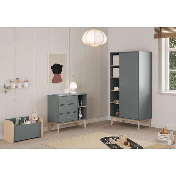 Szarozielona szafa dziecięca 90x180x52 cm Esteban – Marckeric-image-1