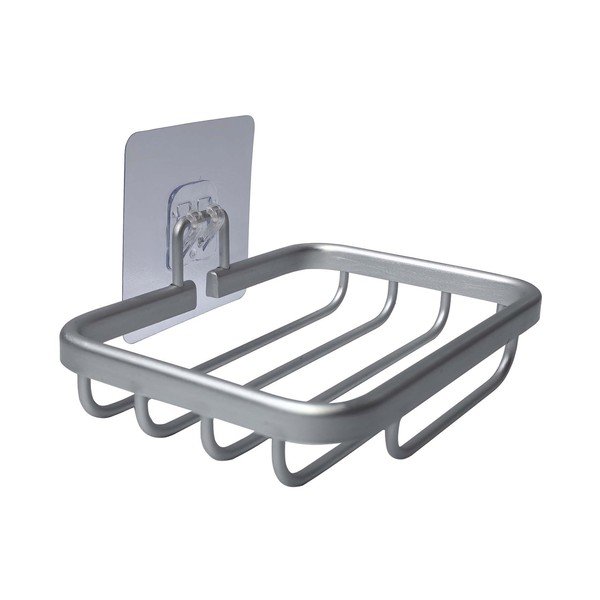 Metalowa mydelniczka w kolorze srebra z połyskiem bez wiercenia Filaire Aluminium – douceur d'intérieur-image-1