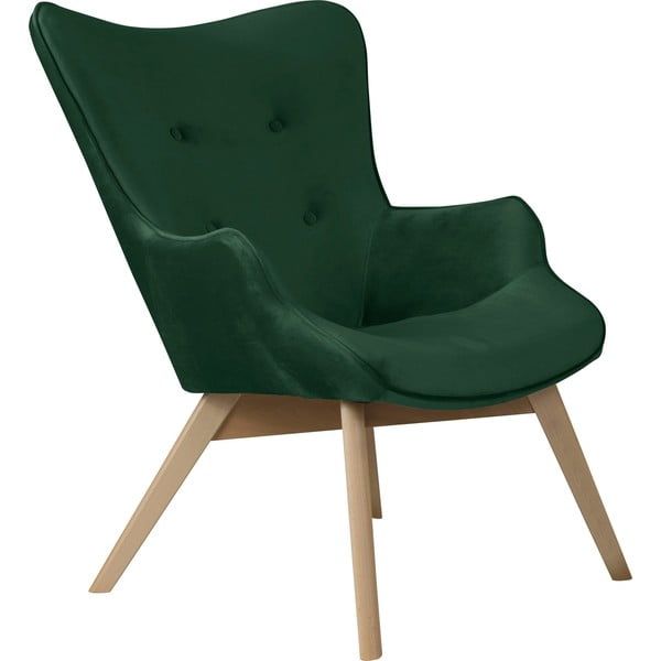 Ciemnozielony aksamitny fotel Niko – Ropez