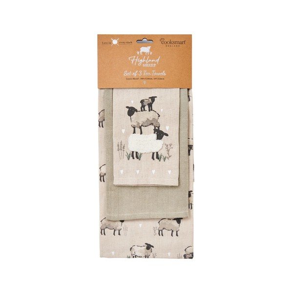 Ścierki zestaw 3 szt. z mieszanki lnu 45x65 cm Highland Sheep – Cooksmart ®