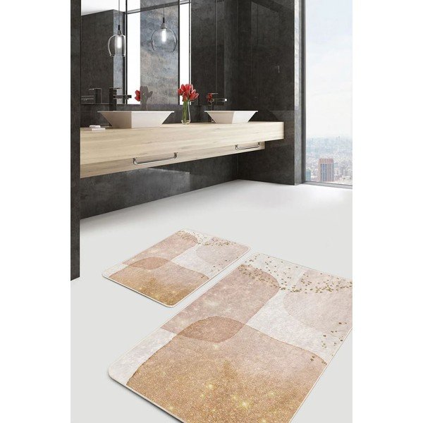 Beżowe aksamitne dywaniki łazienkowe zestaw 2 szt. 60x100 cm – Mila Home-image-4