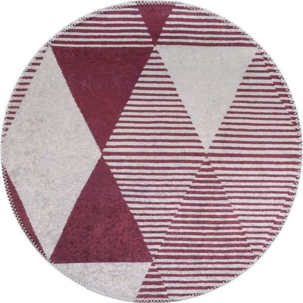 Bordowy okrągły dywan odpowiedni do prania ø 120 cm Yuvarlak – Vitaus