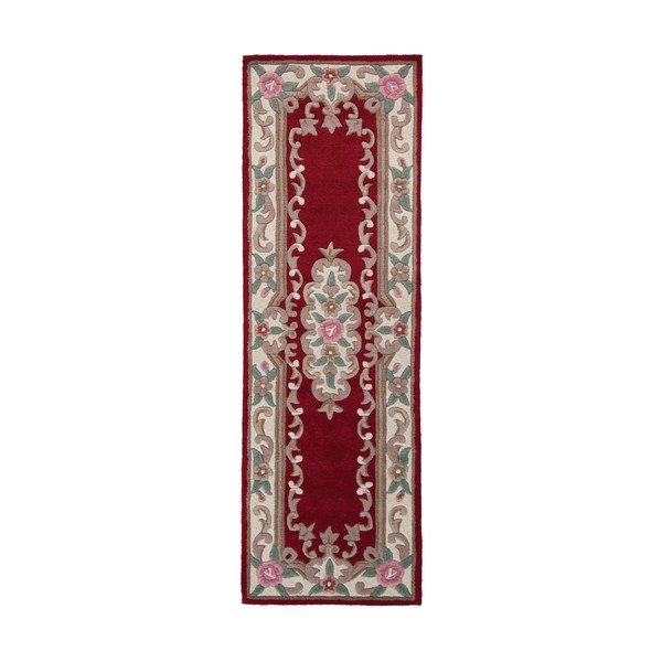 Czerwony wełniany dywan Flair Rugs Aubusson, 67x210 cm