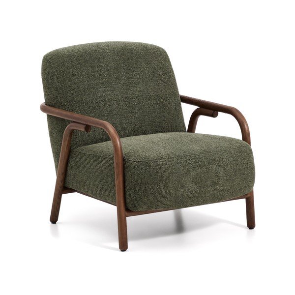 Ciemnozielony fotel z tkaniny szenilowej Sylo – Kave Home