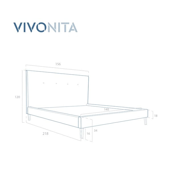 Fioletowe łóżko Vivonita Kent Linen, 200x140 cm-image-4