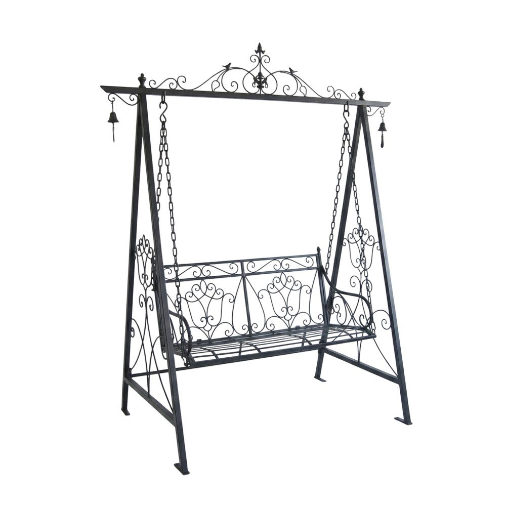 Czarna metalowa huśtawka ogrodowa Kari – Garden Pleasure