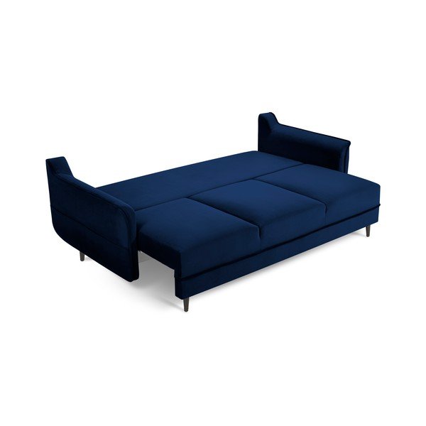 Niebieska aksamitna sofa rozkładana Kooko Home Basso-image-2