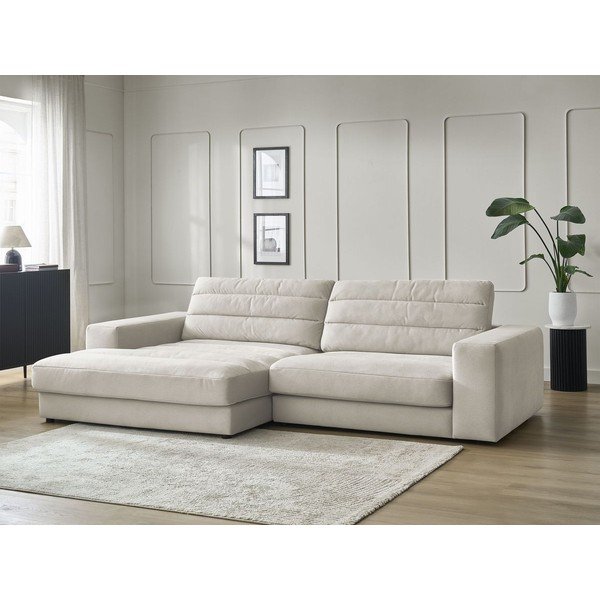 Beżowy aksamitny narożnik (lewostronny/z szezlongiem) Sierra – Bobochic Paris-image-1